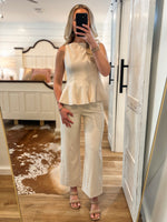 Load image into Gallery viewer, Classy Charm Cream Peplum Blouse
