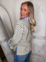 Load image into Gallery viewer, Telling You Stripe Contrast Blouse
