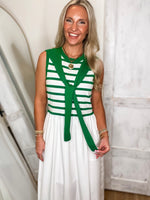 Load image into Gallery viewer, Belong To Green/White Stripe Midi Dress
