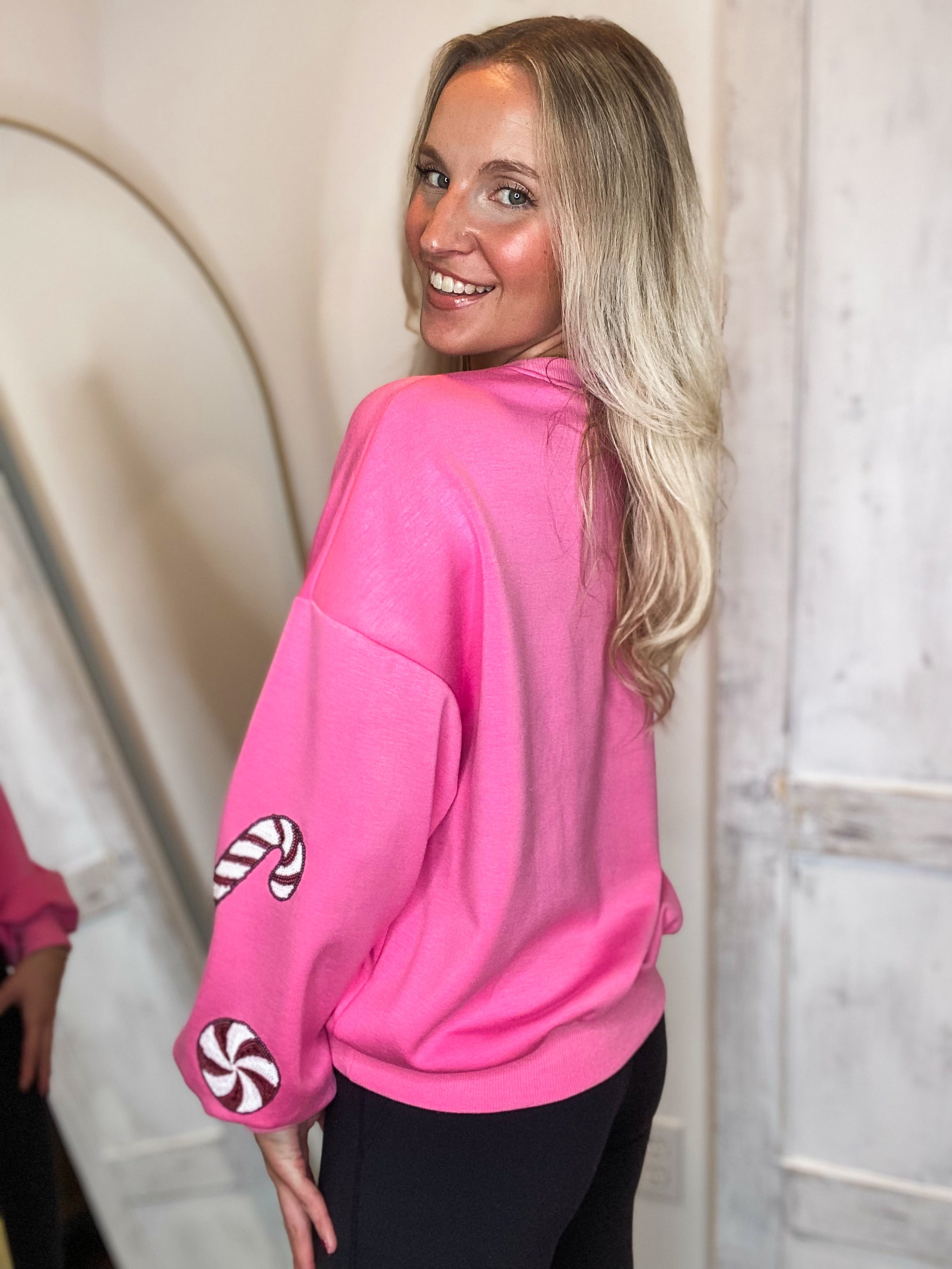 Sequin Nutcracker Pink Simply Southern Sweatshirt