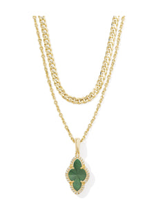 Abbie Green Illusion Gold Pave Frame Multi Strand Necklace