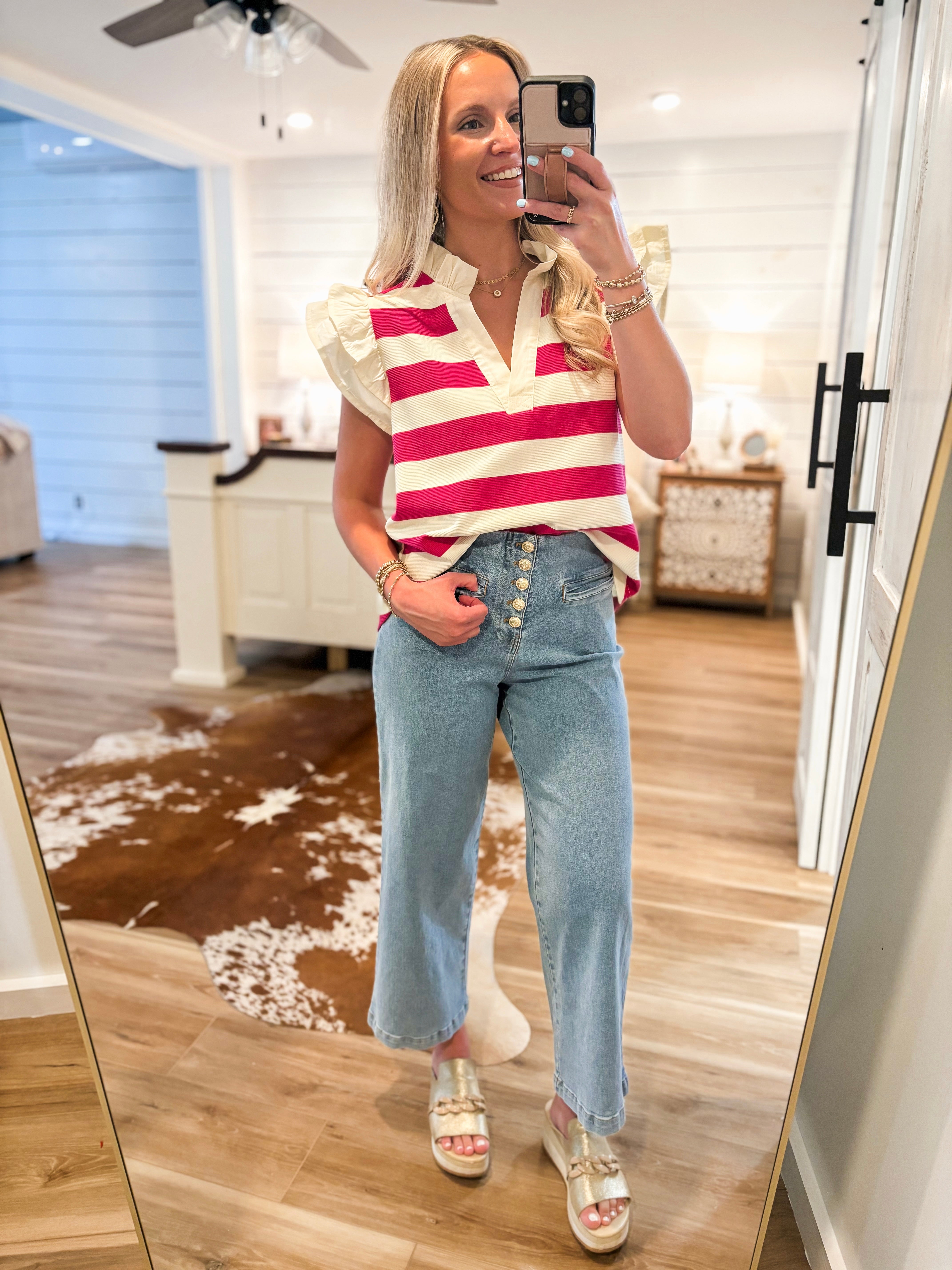 Better Plans Made Pink Stripe Blouse