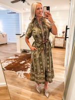 Load image into Gallery viewer, All The Feelings Olive Floral Midi Dress
