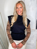 Load image into Gallery viewer, In Charge Black Sleeveless Sweater Blouse
