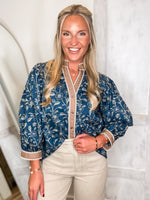 Load image into Gallery viewer, Doesn&#39;t Know Midnight/Taupe Contrast Blouse
