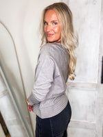 Load image into Gallery viewer, Back To Us Gray Knit L/S blouse

