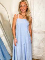 Load image into Gallery viewer, Stories Unfolding Light Blue Stripe Midi Dress
