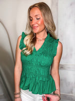 Load image into Gallery viewer, Take Your Place Kelly Green Peplum Blouse
