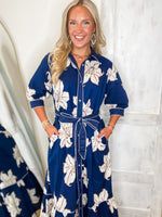 Load image into Gallery viewer, Closing In Navy Floral Midi Dress

