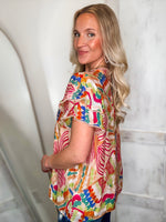 Load image into Gallery viewer, Dramatic Entrance Peach Printed Blouse
