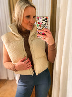 Load image into Gallery viewer, Best Of Cream Sherpa Cropped Puffer Vest
