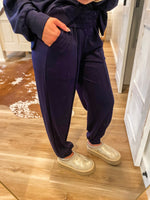 Load image into Gallery viewer, Settling Down Butter Luxe Navy Joggers
