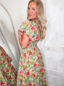 Springing Forward Pastel Floral Maxi Dress