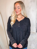 Load image into Gallery viewer, Cold Chill Black Mineral Washed L/S Top
