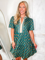 Load image into Gallery viewer, In Harvest Teal Floral Mini Dress
