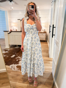 Forever Yours Blue & White Floral Maxi Dress