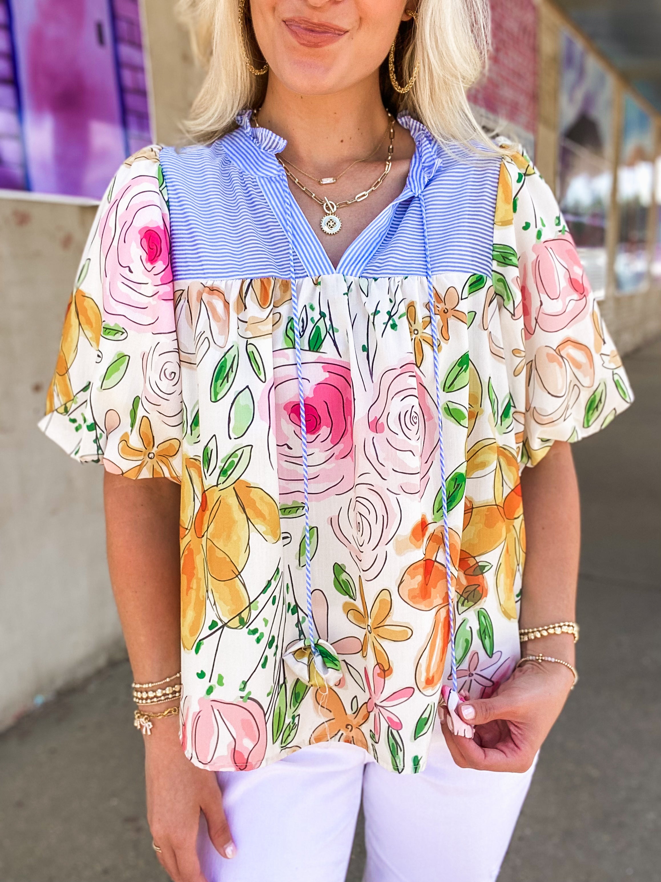 Pickin' Petals Floral THML Blouse