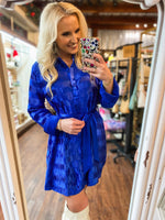 Load image into Gallery viewer, Take Me Out Royal Blue Button Down Dress
