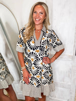 Load image into Gallery viewer, Come To It Black Floral Contrast Mini Dress

