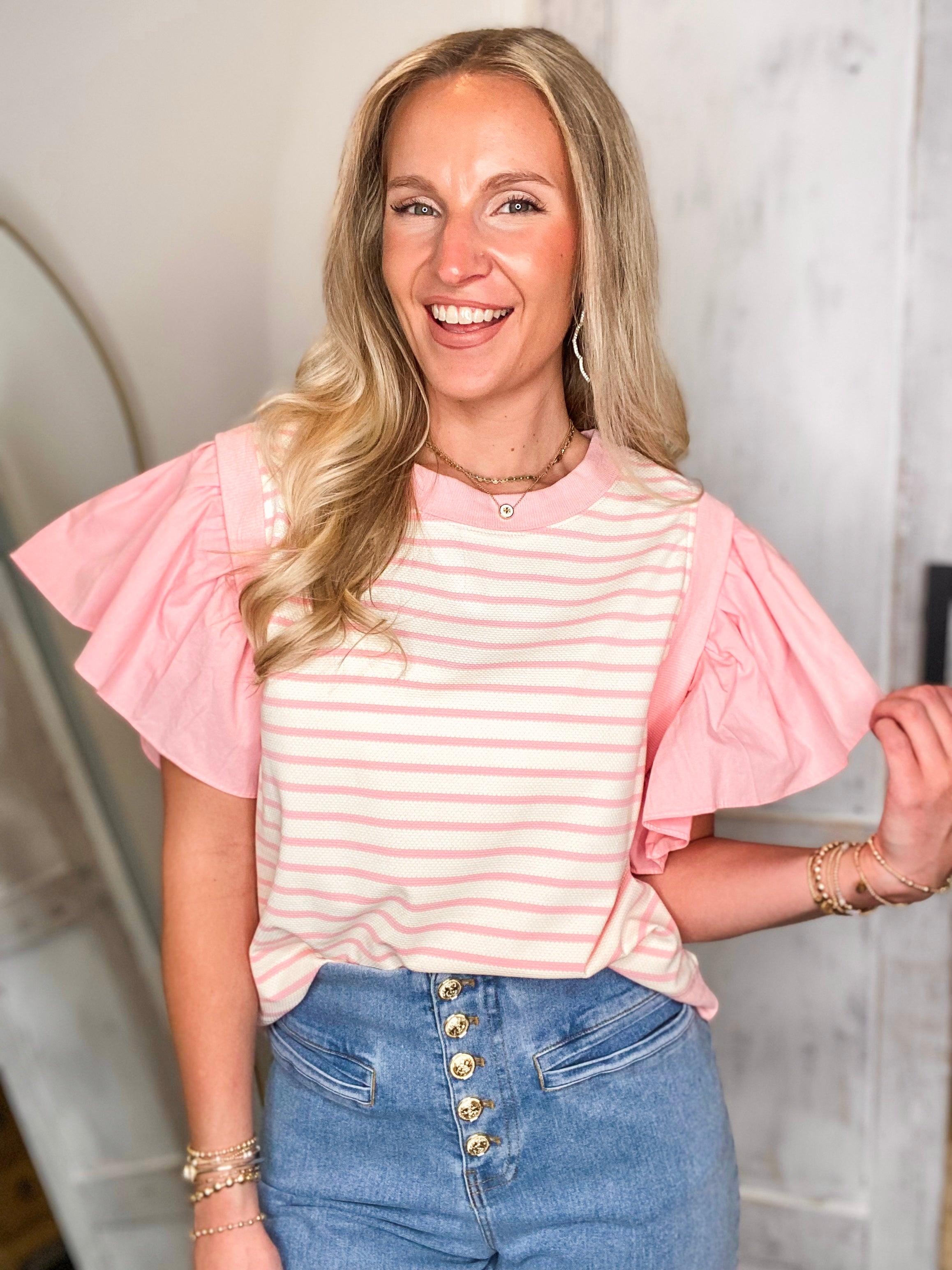 Change My Mind Pink Stripe Blouse