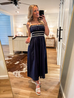 Load image into Gallery viewer, My Next Chapter Navy Contrast Midi Dress
