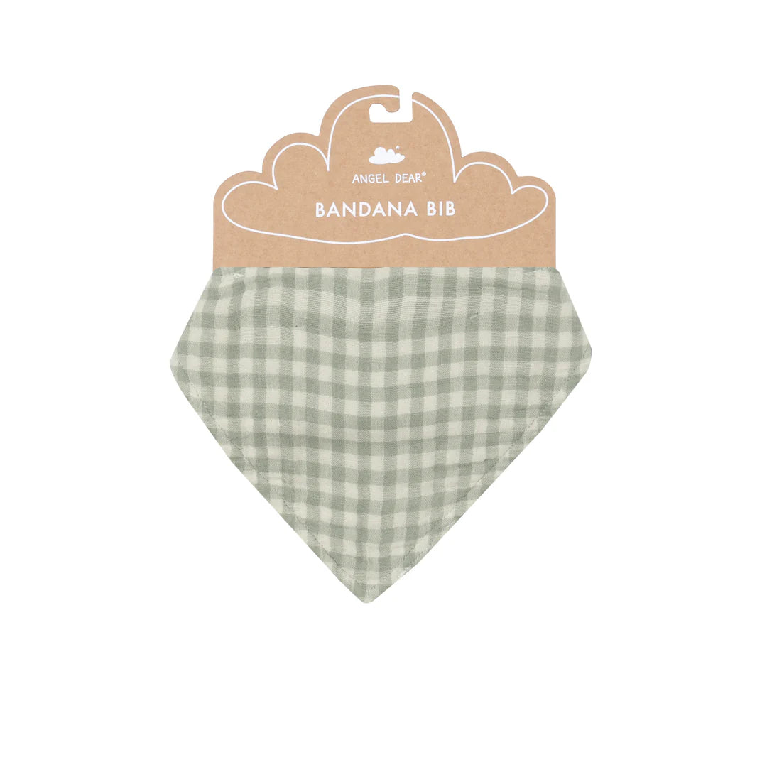 Angel Dear Mini Green Gingham Bandana Bib