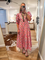 Load image into Gallery viewer, Something Like This Pink Floral Contrast Midi
