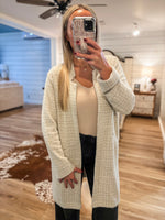 Load image into Gallery viewer, Beyond Words Taupe Plaid Long Cardigan
