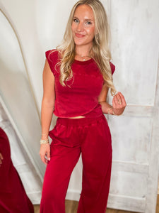 Crossing Boundaries Berry Red Wrap Top