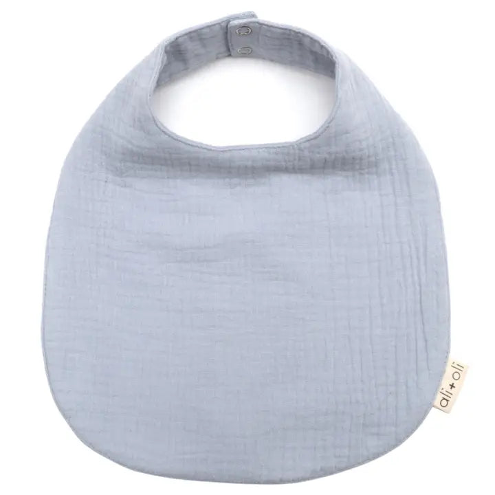 Blue Muslin Cotton Snap Reversable Baby Bib