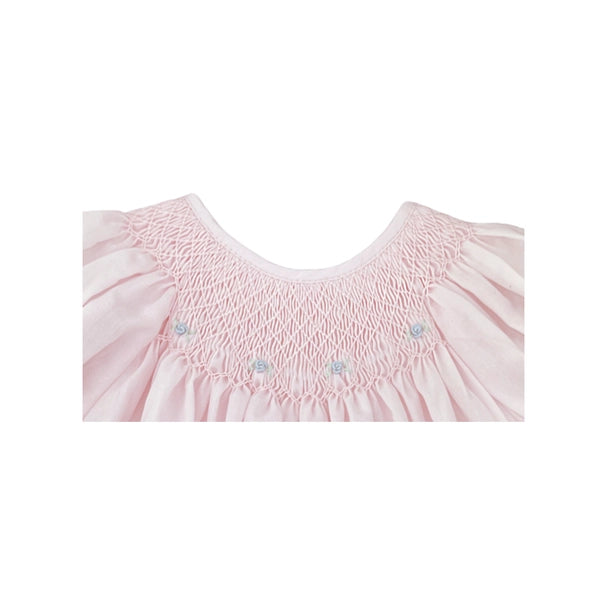 Adorable Preemie Pink Smocked Day Gown with Raglan Embroidery