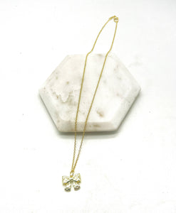 Gold Quilted Bow Necklace Holidays