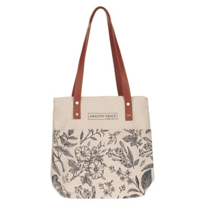 Tote Canvas Cream/Brown Amazing Grace 2 Cor. 12:9