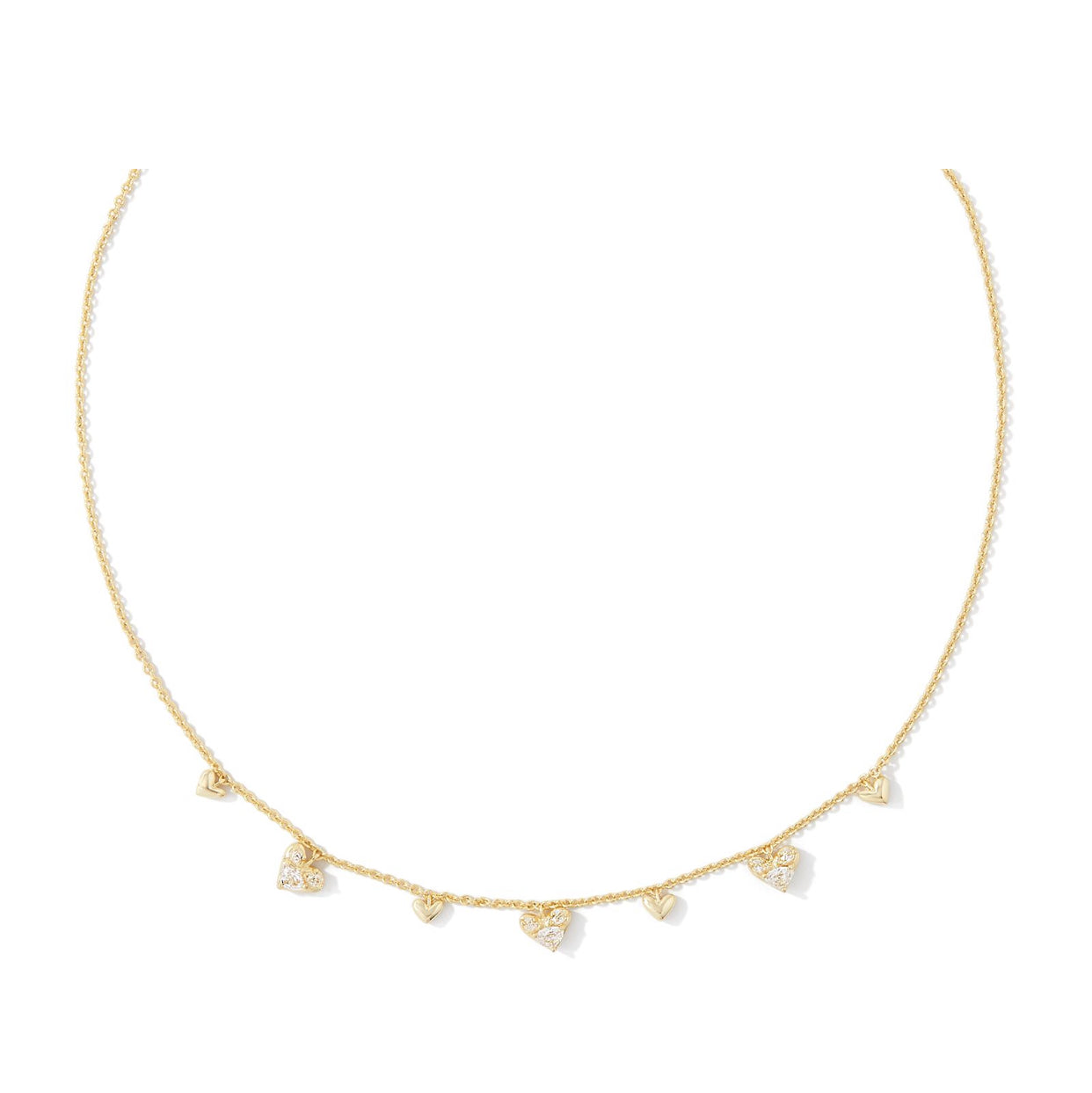 Haven White Crystal Heart Gold Chocker Necklace