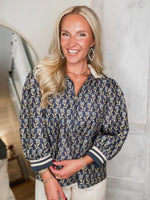 Load image into Gallery viewer, Called Off Midnight Floral Contrast Blouse
