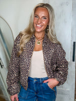 Load image into Gallery viewer, Leopard Gold Zip Up Jacket
