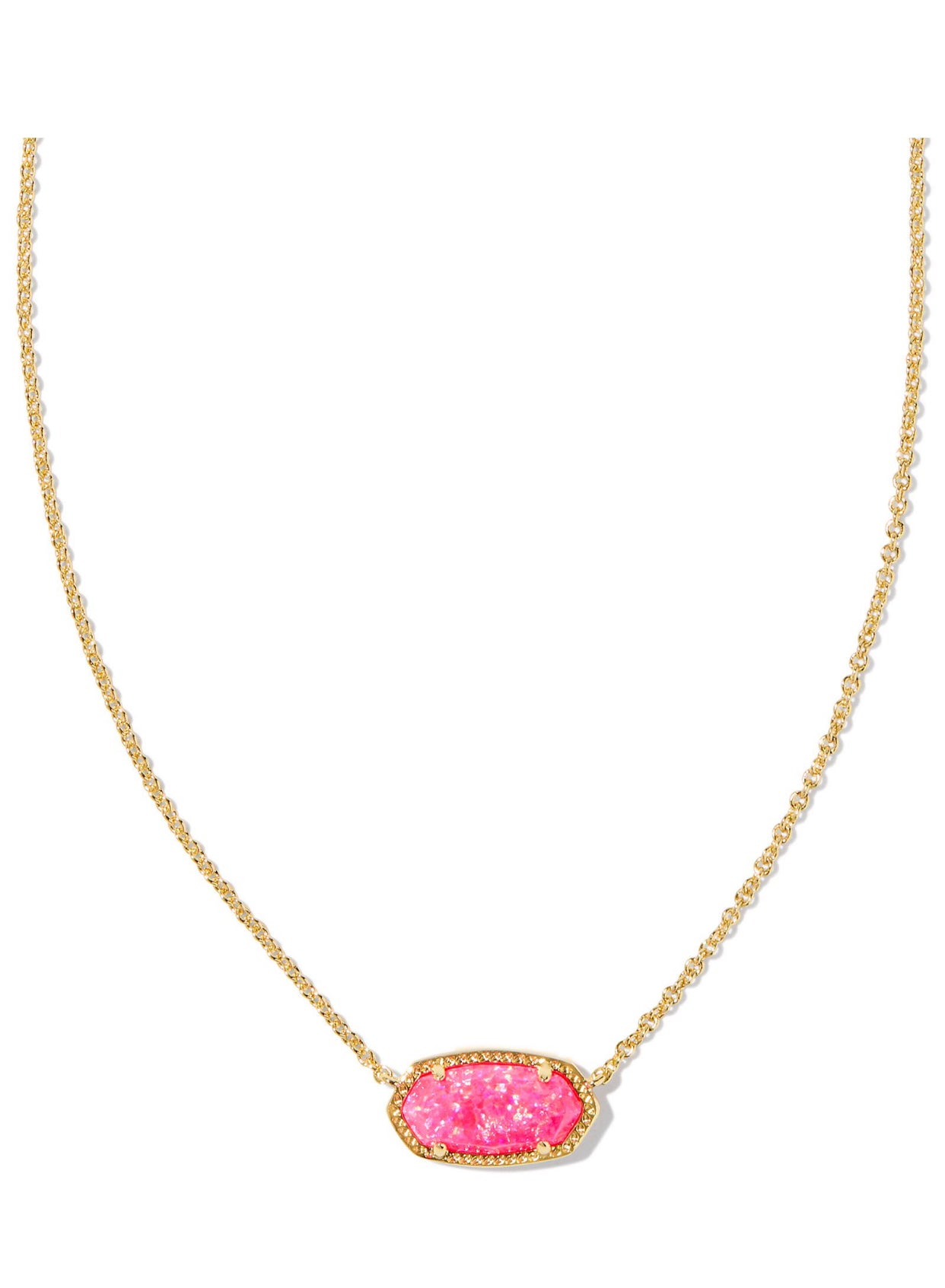 Elisa Bright Pink Kyocera Opal Pendant Gold Necklace