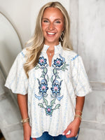 Load image into Gallery viewer, Future Plans Powder Blue Embroidered Blouse
