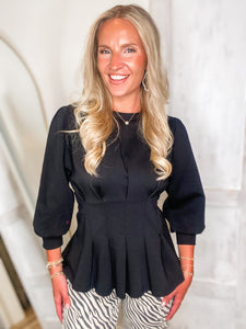 Highest Regard Black Peplum Blouse