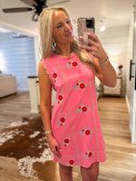 Load image into Gallery viewer, On Her Way Pink Floral Embroidered Shift Dress
