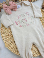 Load image into Gallery viewer, Baby Romper | Baby Girl Outfit - Jesus Loves Me
