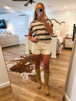 Load image into Gallery viewer, Back &amp; Forth Brown Stipe Sleeveless Sweater

