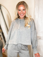 Load image into Gallery viewer, Better Mood Heather Gray Cropped Simply Southern Hoodie
