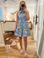 Load image into Gallery viewer, Sweet Blooms Blue Floral Mini Dress
