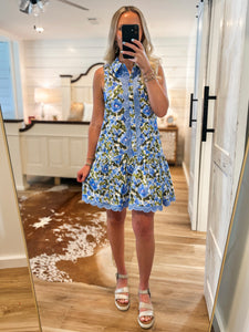 Sweet Blooms Blue Floral Mini Dress