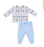 Load image into Gallery viewer, Angel Dear Football Stripe L/S Henley &amp; Jogger
