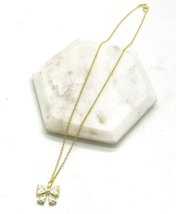 Gold Quilted Bow Necklace Holidays