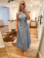 Load image into Gallery viewer, Pretty Things Slate Blue Midi Dress
