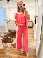Load image into Gallery viewer, Let&#39;s Do It Raspberry Tee &amp; Lounge Pant Set
