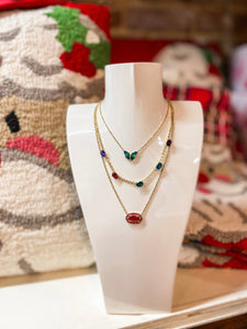 Cailin Multi Mix Crystal Strand Gold Necklace